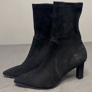 Stuart Weitzman Women’s Brandie Mid Calf Suede Black Booties 3” Heel Size 6.5B